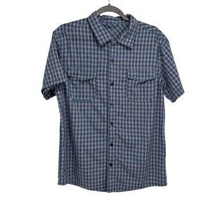 Zoic Mens Small Blue Plaid Short Sleeve Cycling Bike Shirt Snap Pocket Vented S